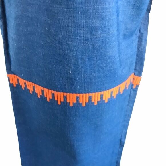 Vintage 1960s Embroidered Striped Pants Blue Small - Picture 4 of 16